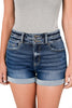 Zenana Womens Cuffed Double Button Denim Shorts