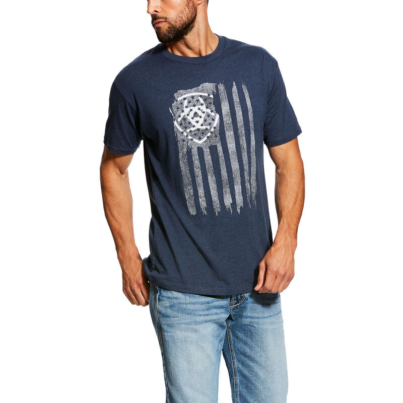 Ariat Mens Vertical Flag Graphic Print Short Sleeve T-Shirt