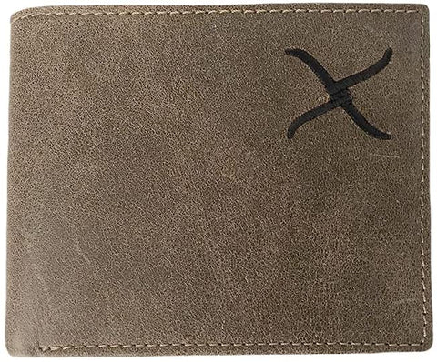 Twisted X Mens Distressed Leather Bifold Wallet (Brown/Black)