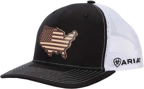 Ariat Mens Black and Grey with Red Logo Mesh Back Cap
