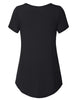 Vinmatto Women's Short Sleeve Henley V-Neck Tunic Shirt Top (Black, Medium)
