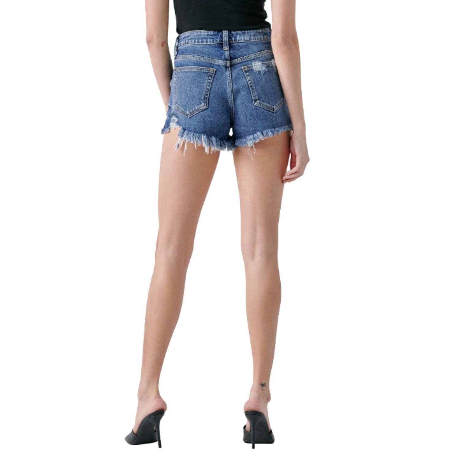 Cello Jeans Womens Denim Distressed High Rise Shorts