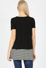 Zenana Womens Stripe Solid Contrast Short Sleeve Top