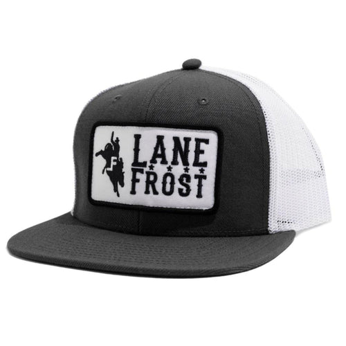 Lane Frost Gangster Logo Patch Adjustable Snap Back Baseball Cap, Grey/White