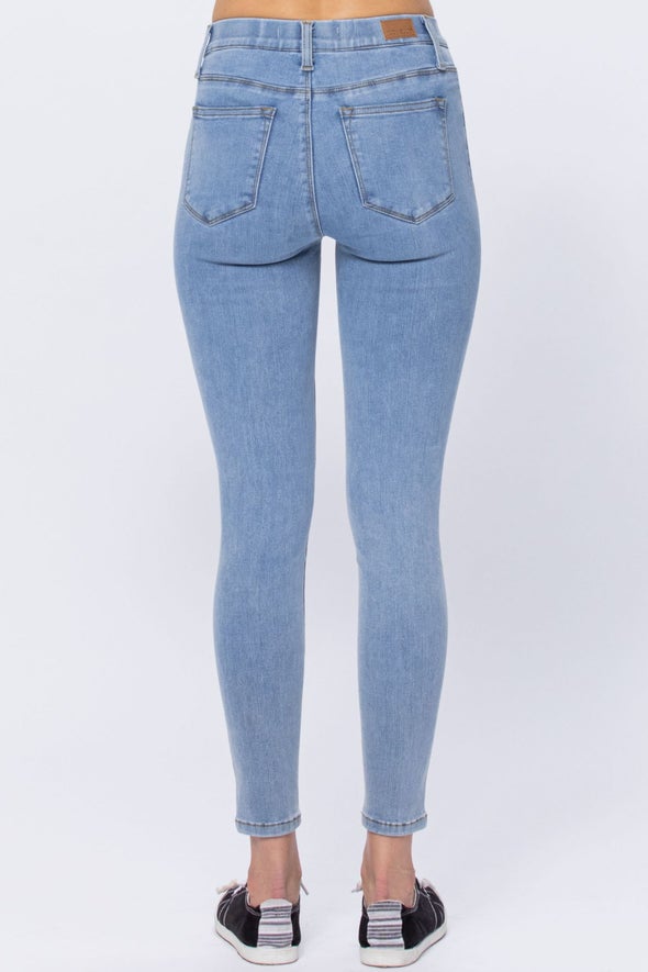 Judy Blue Womens Pull-On Mid Rise Skinny Jeggings, Light Blue Denim