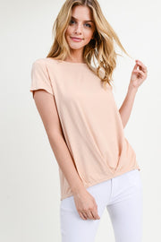 Yelete Womens Short Sleeve Pleat Hem Top