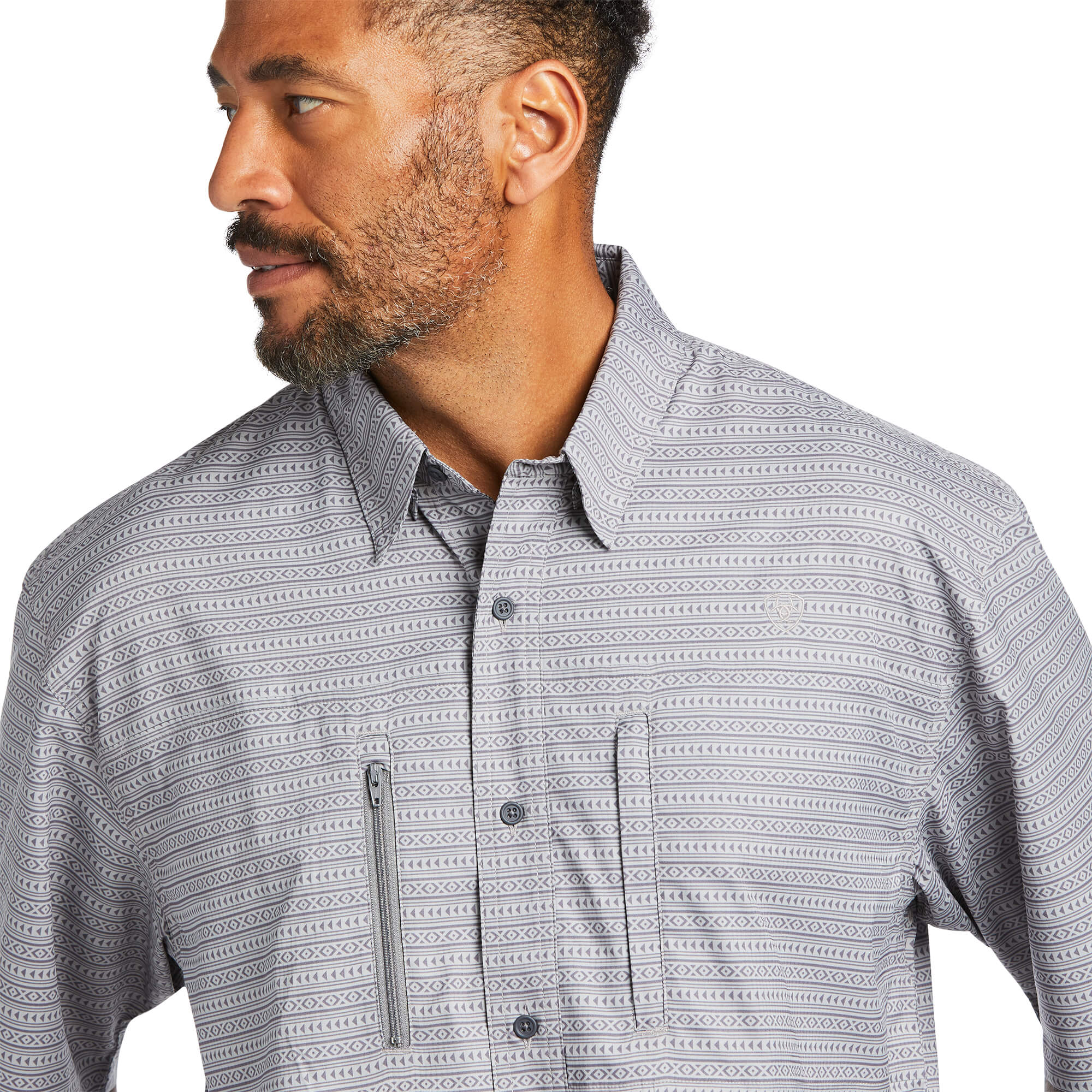 Ariat Mens VentTEK Echo Grey Print Classic Fit Shirt