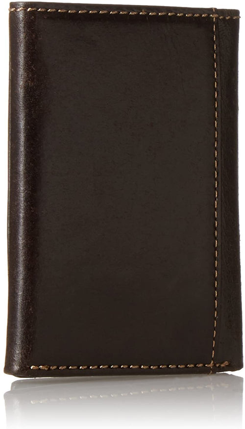 Nocona Men's Diagonal Cross Embossed Leather Tri-fold Wallet (Dark Brown)