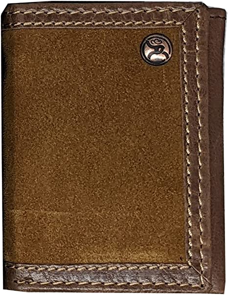 Hooey Mens Roughout Leather Tri-Fold Wallet (Tan/Brown)