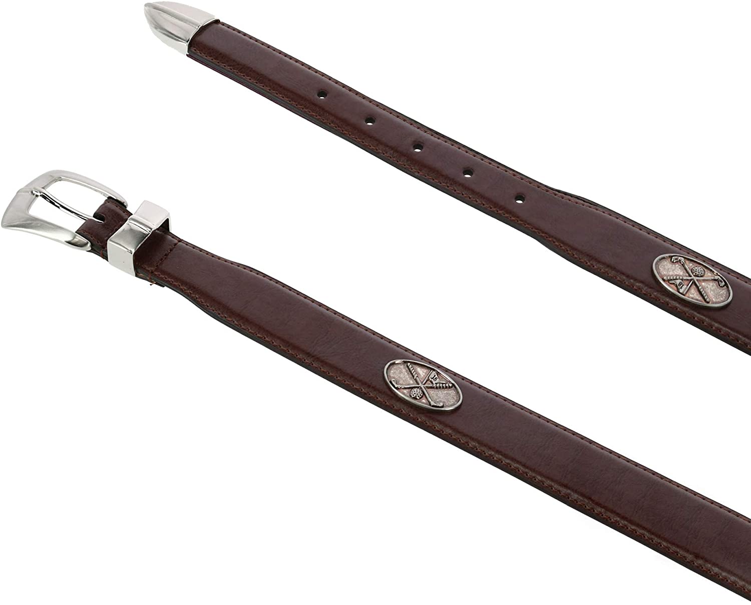 Danbury Golf Collection Mens Golf Club Conchos Top Grain Leather Belt