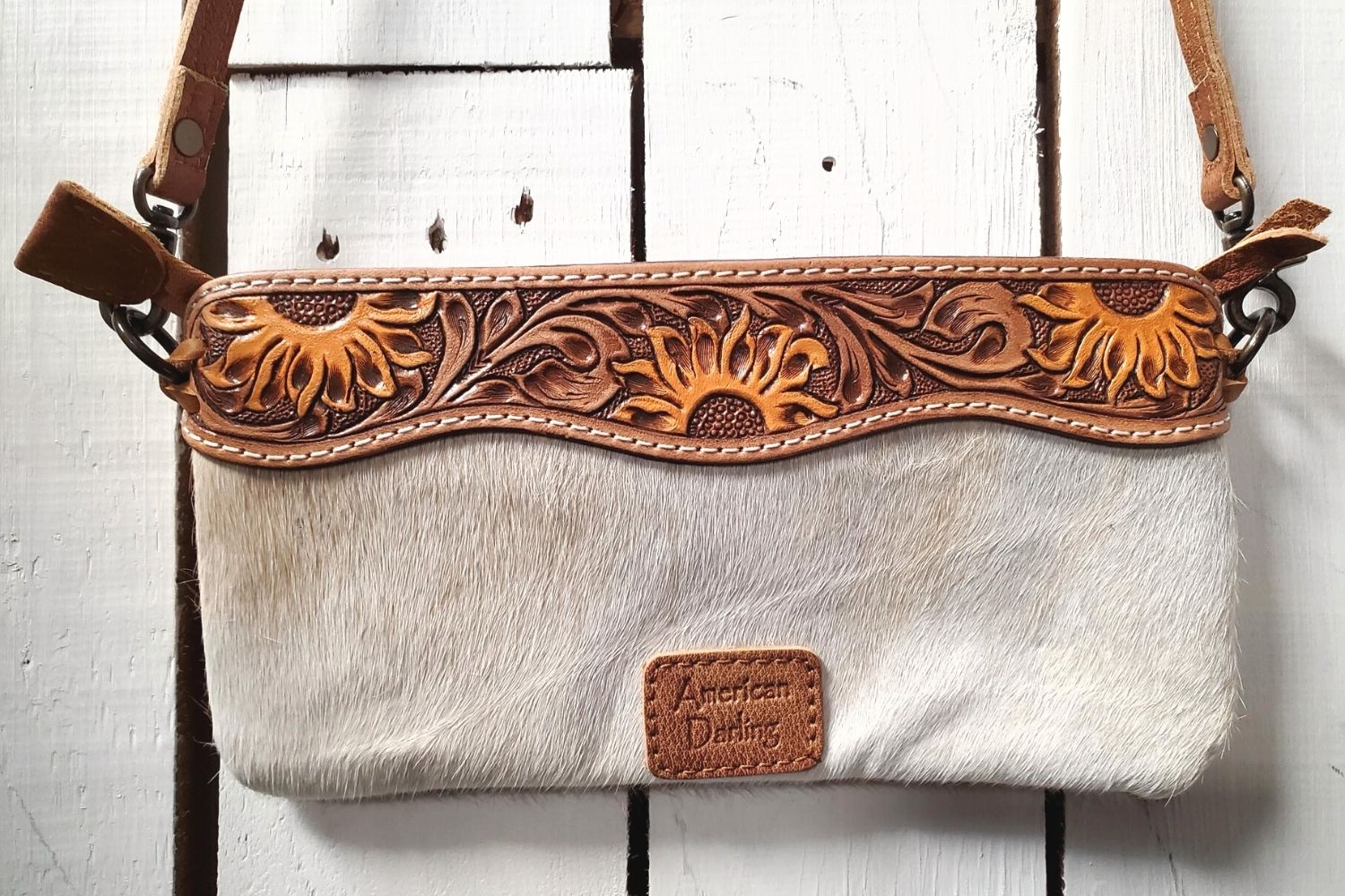 Ready to Ship Distressed Embossed Leather Western CROSS BODY Rodeo Purse  Strap or Camera Strap W/ Clips 