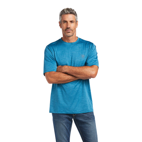 Ariat Mens Charger Shield Polyester Jersey Tee Shirt, Fluid Teal