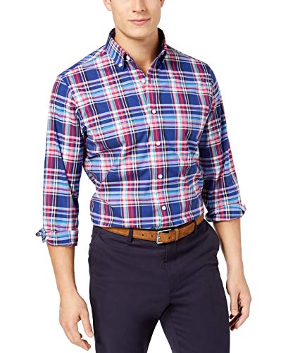 Club Room Blue Mens Small Plaid Button Down Shirt