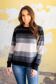 Lucky & Blessed Womens Gradient Open Knit Chunky Sweater