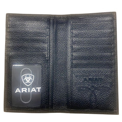 Ariat Mens Center Bump Shield Concho Leather Rodeo Wallet Checkbook Cover, Black