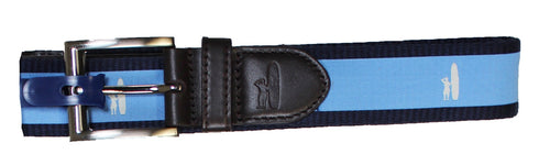 Johnnie-O Mens Shoreline Canvas Ribbon Stitched Leather Belt