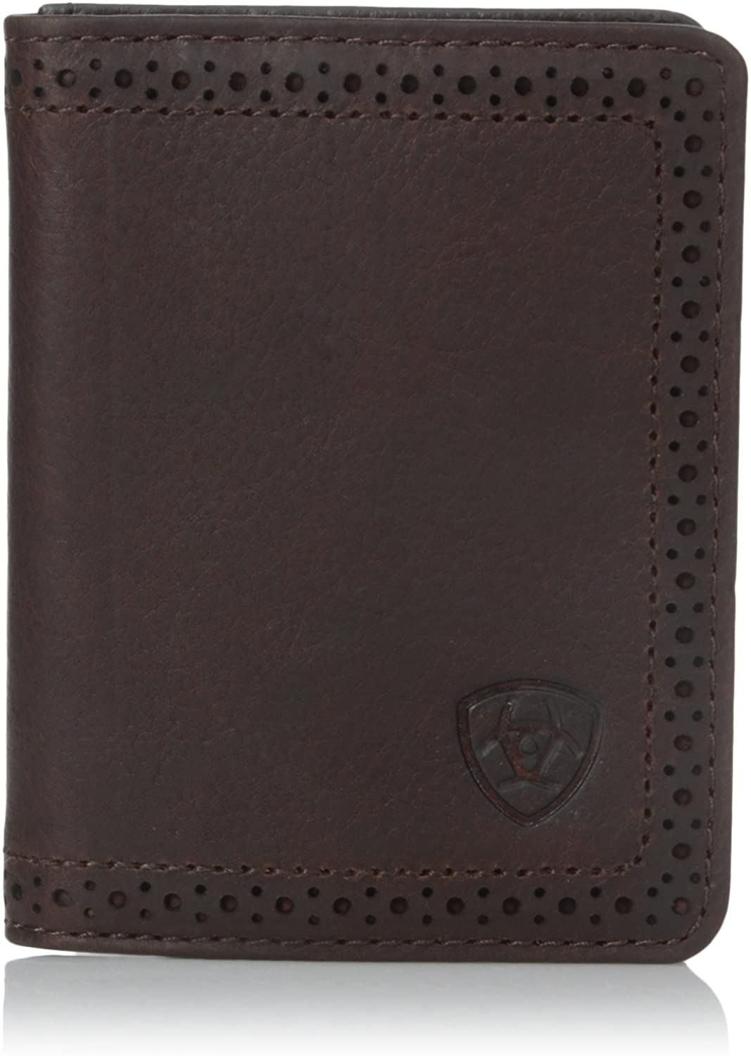 Ariat Mens Boot Vent Leather Bi-fold Flip-case Wallet (Copper Brown)
