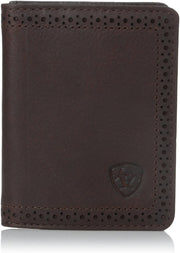 Ariat Mens Boot Vent Leather Bi-fold Flip-case Wallet (Copper Brown)