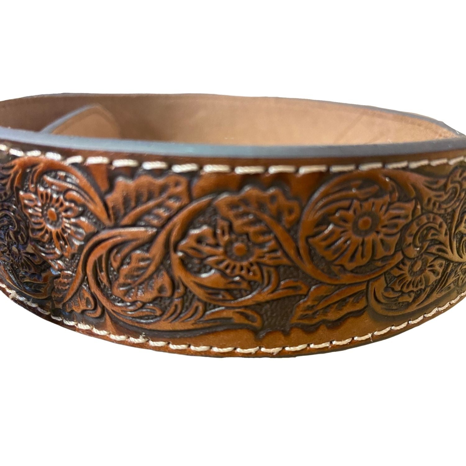 Hooey Mens Western Overlay Tooled Leather Belt (Brown, 40)