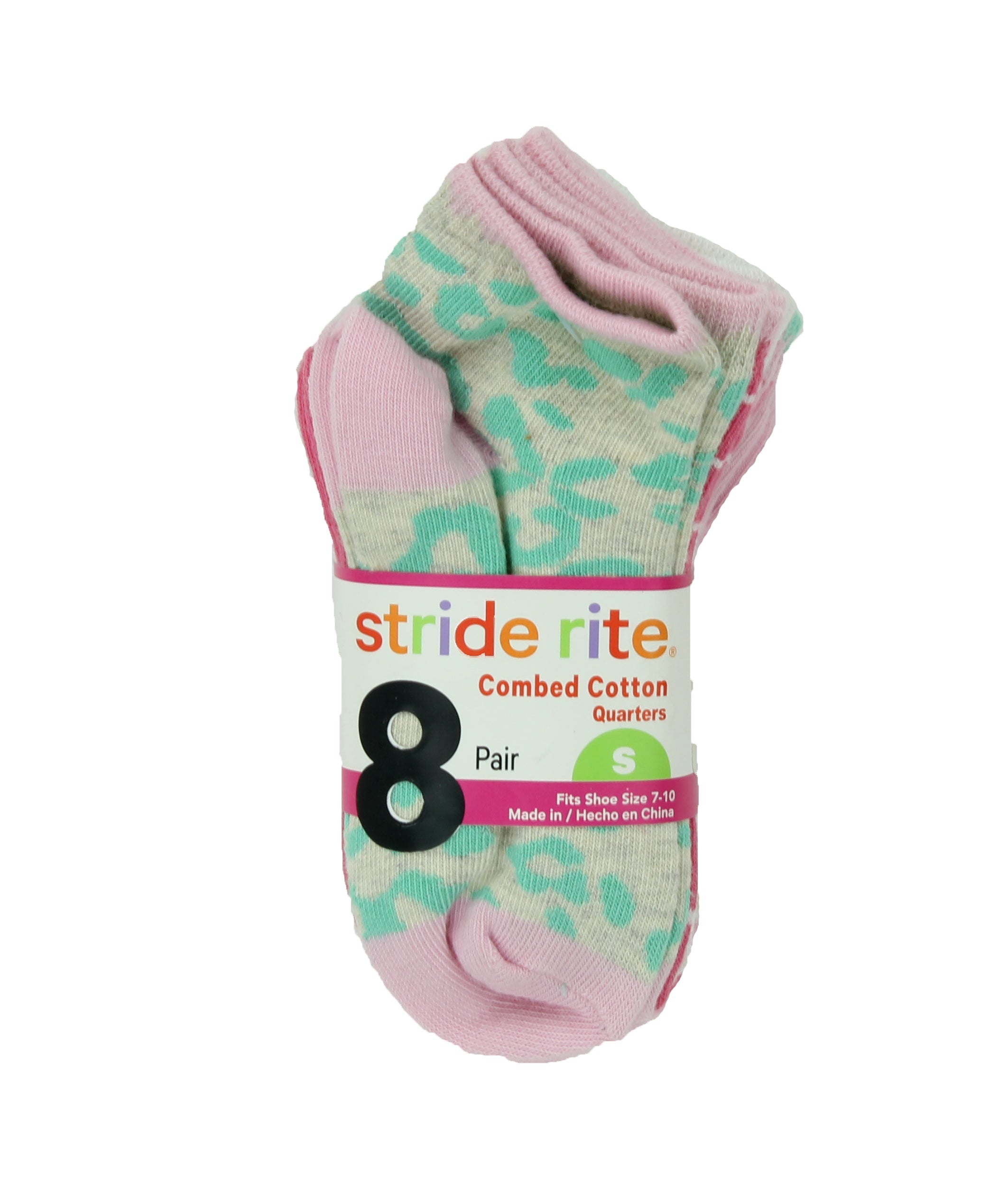 Stride Rite Girls Combed Cotton Quarters Socks-8 Pack