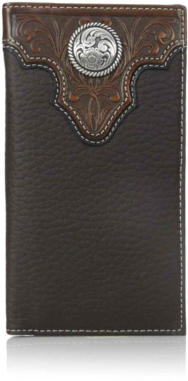 Ariat Mens Triangle Top Brown Leather Rodeo Wallet Checkbook Cover