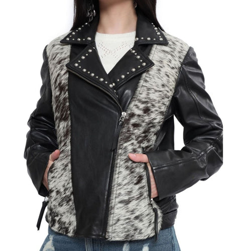 Myra Bag Womens Rockstar Vibes Leather Hair-on Jacket