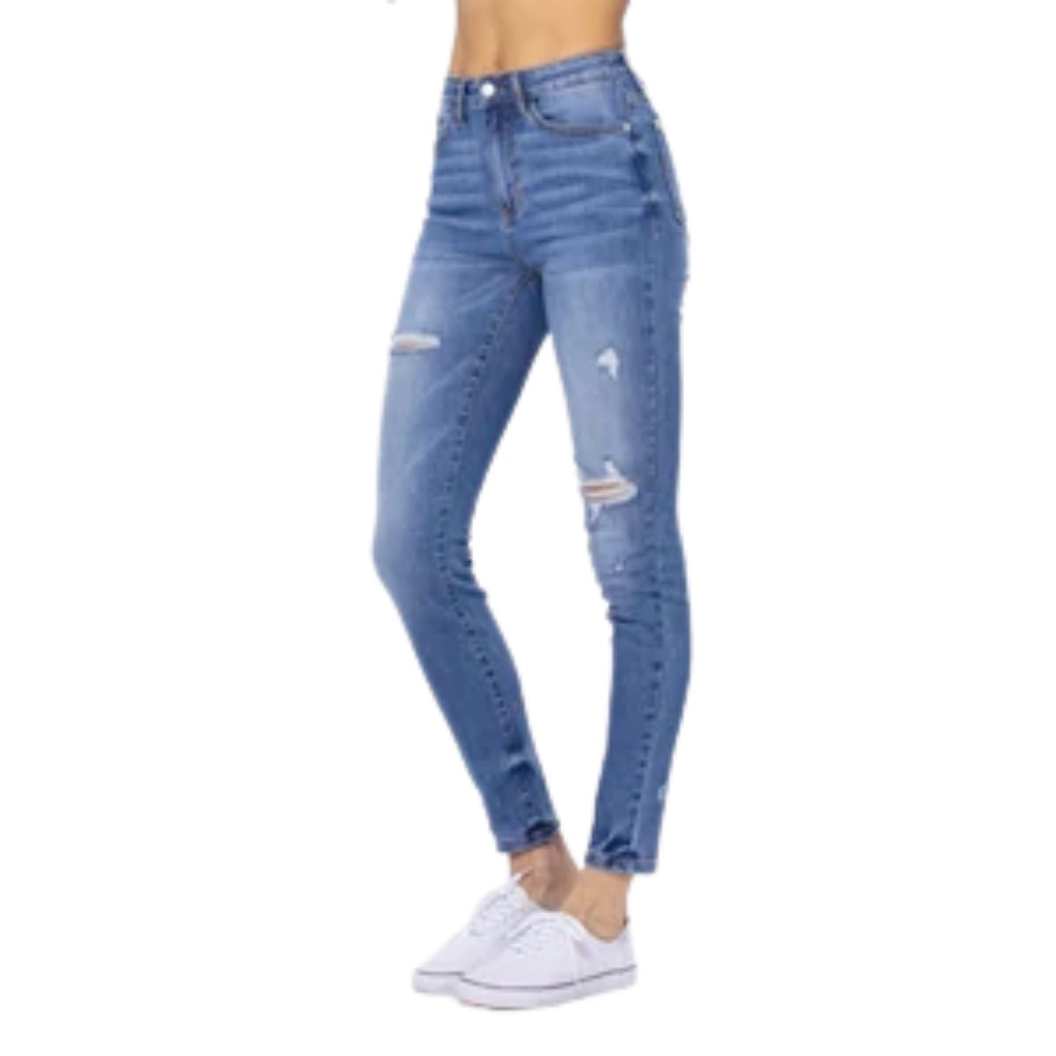 Judy Blue Womens Lexi Multicolor Pocket Embroidery Skinny Jean, Medium Blue