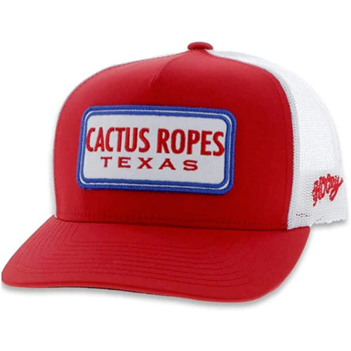 Hooey Boys Cactus Ropes Patch Adjustable Mesh Back Baseball Cap(Youth,Red/White)