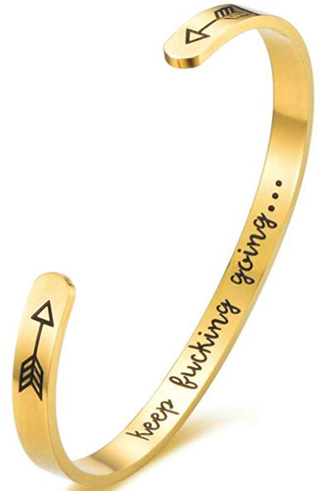 KFG Inspirational Womens Keep Going Motivational Bangle Bracelet