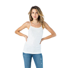 Vocal Womens Camisole Top with Stones, Off White