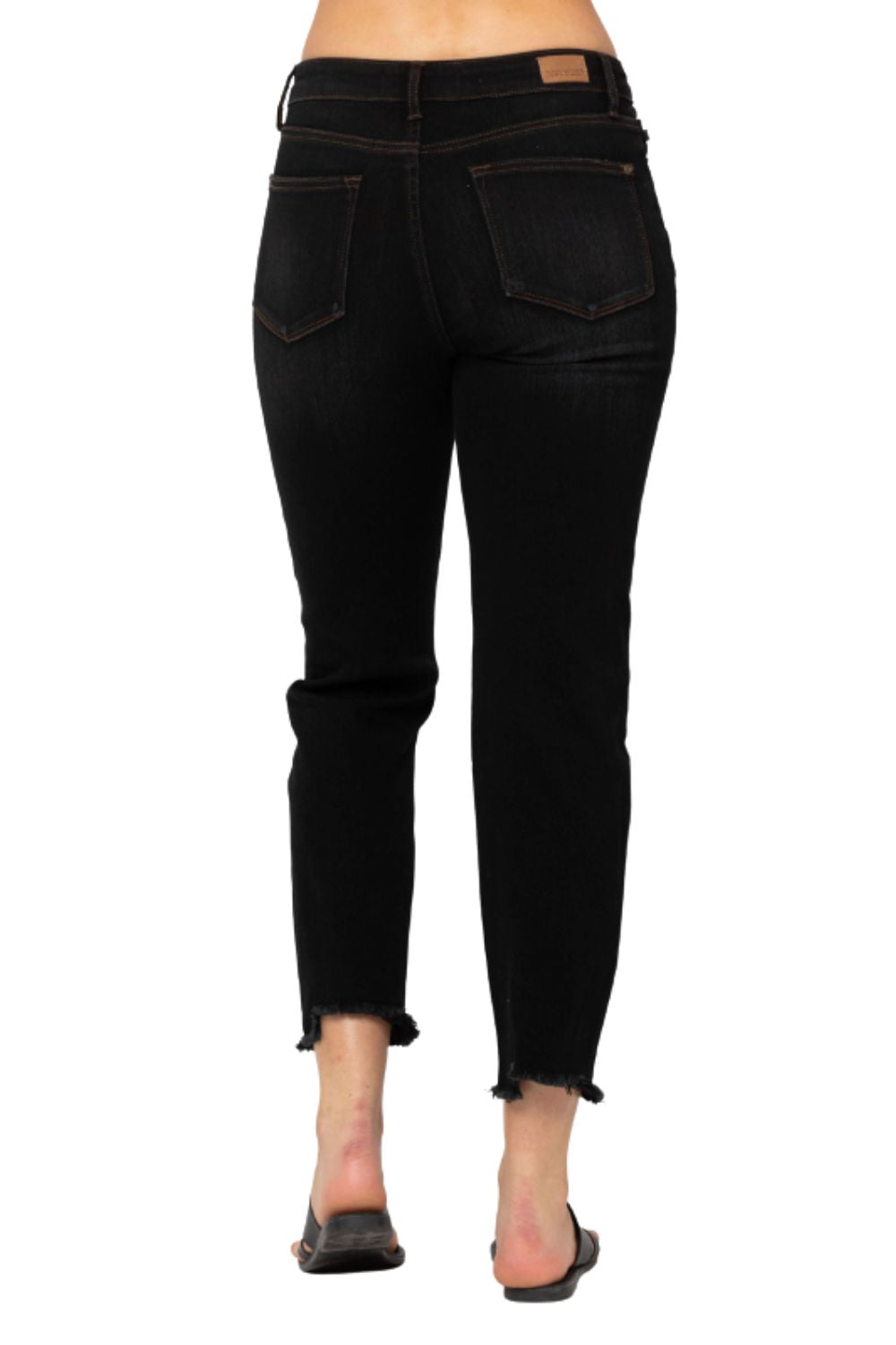 Judy Blue Womens High Waist Destroyed Cropped Straight Jeans