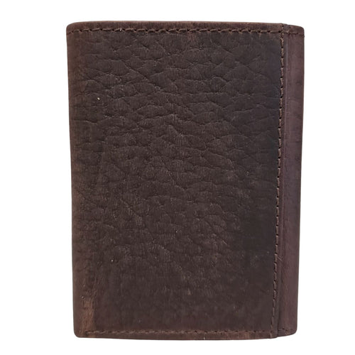Ariat Mens Pebbled Leather Embossed Shield Logo Trifold Wallet, Brown