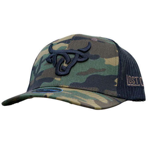 Lost Calf Mens Soldier Curved Bill Adjustable Snap Back Trucker Hat