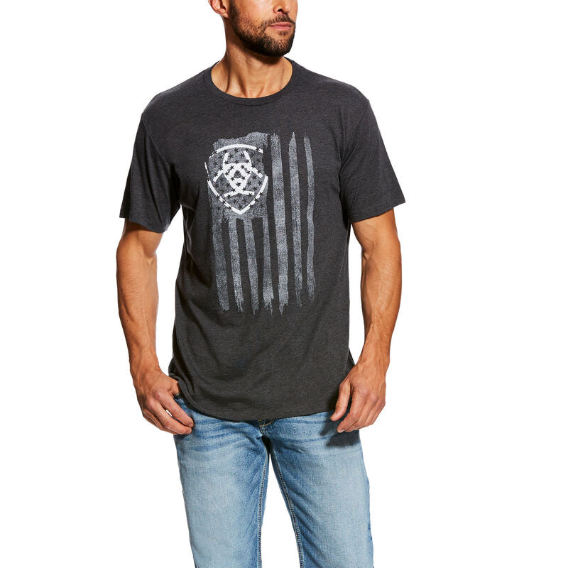 Ariat Mens Vertical Flag Graphic Print Short Sleeve T-Shirt