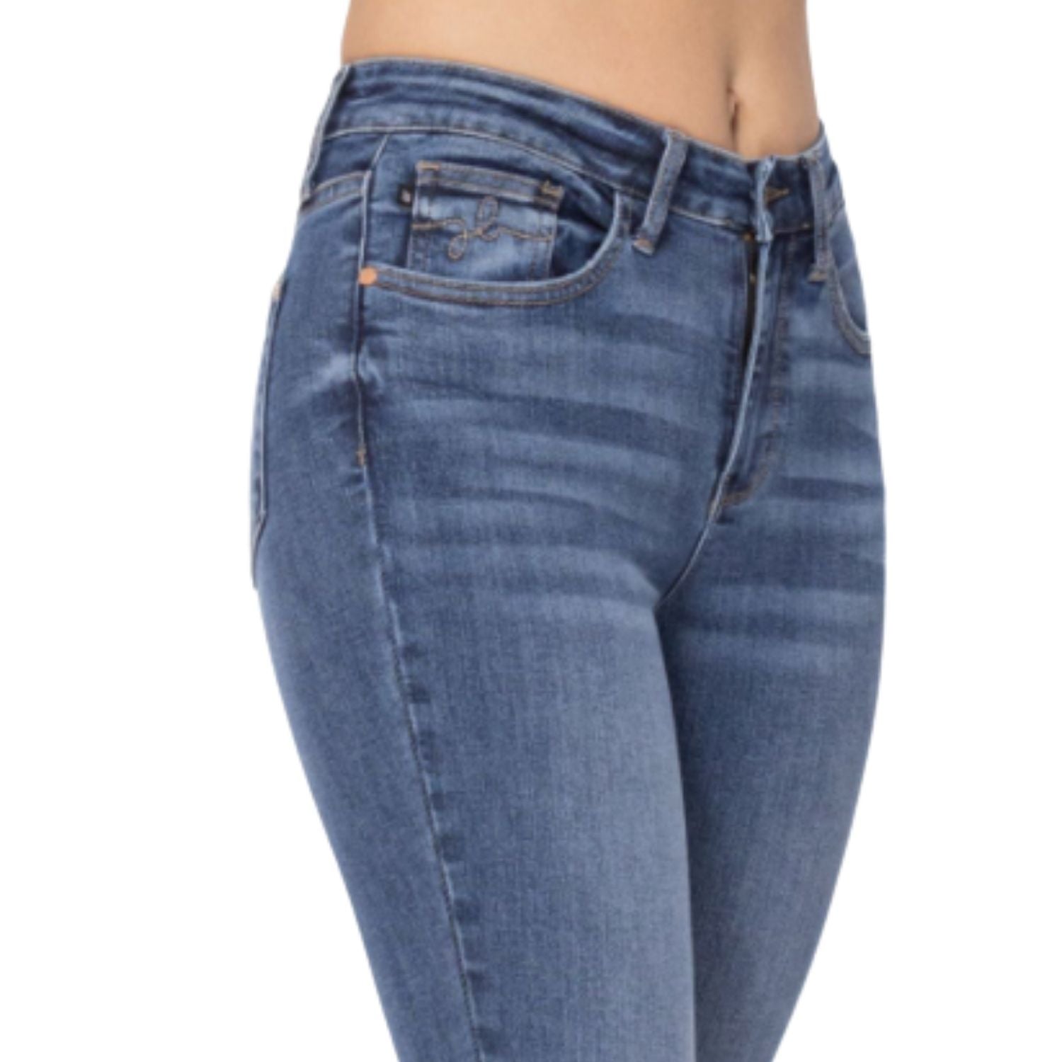 Judy Blue Womens Relaxed Fit Embroidered Pocket High Waist Jeans