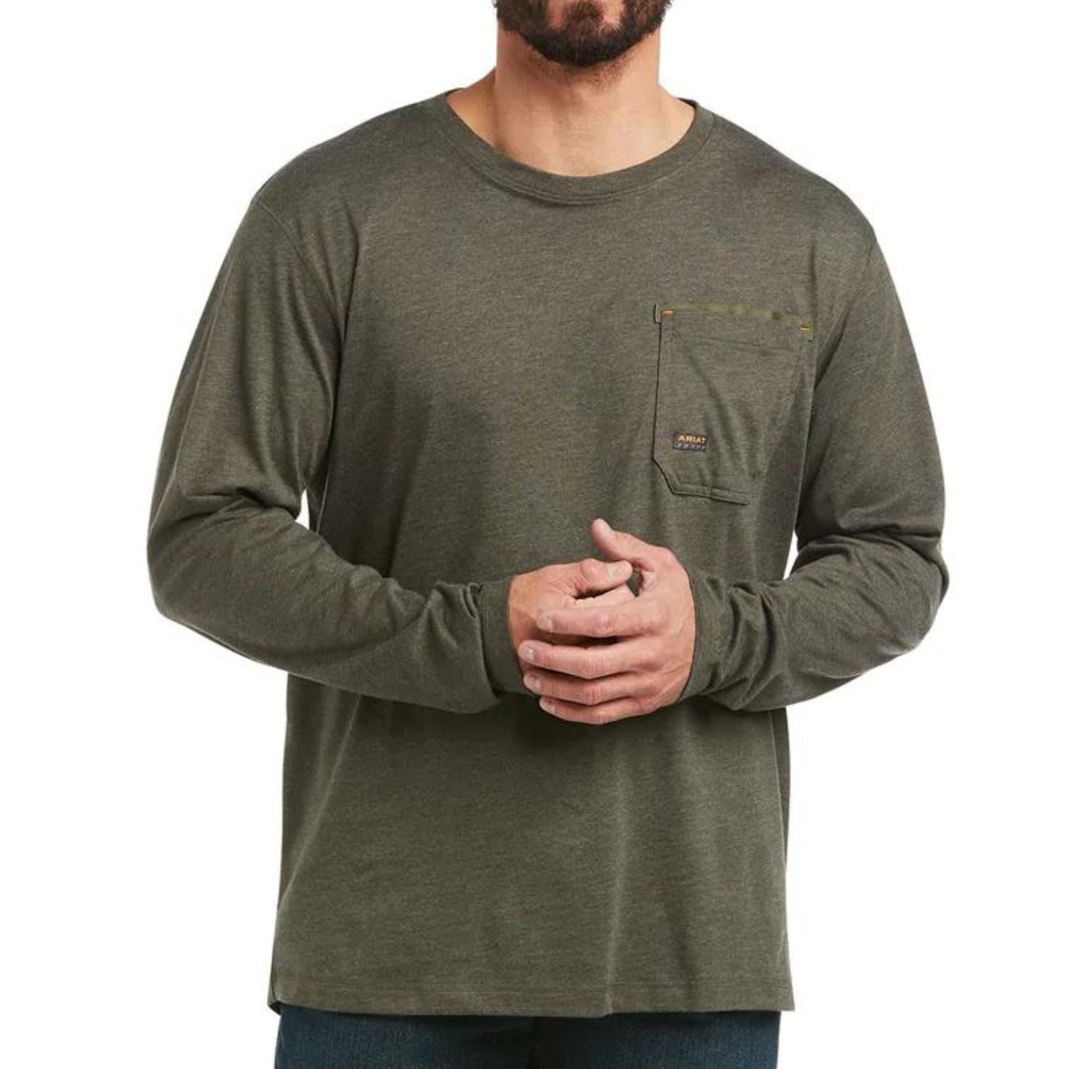 Ariat Mens Rebar Workman Alloy Flag Graphic Tee Shirt, Sage Heather