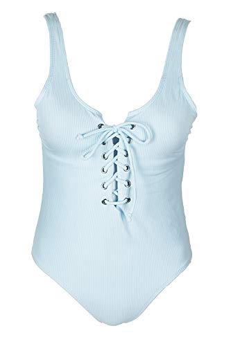 California Waves Ribbed Light Blue One Piece Swimsuit (XL)