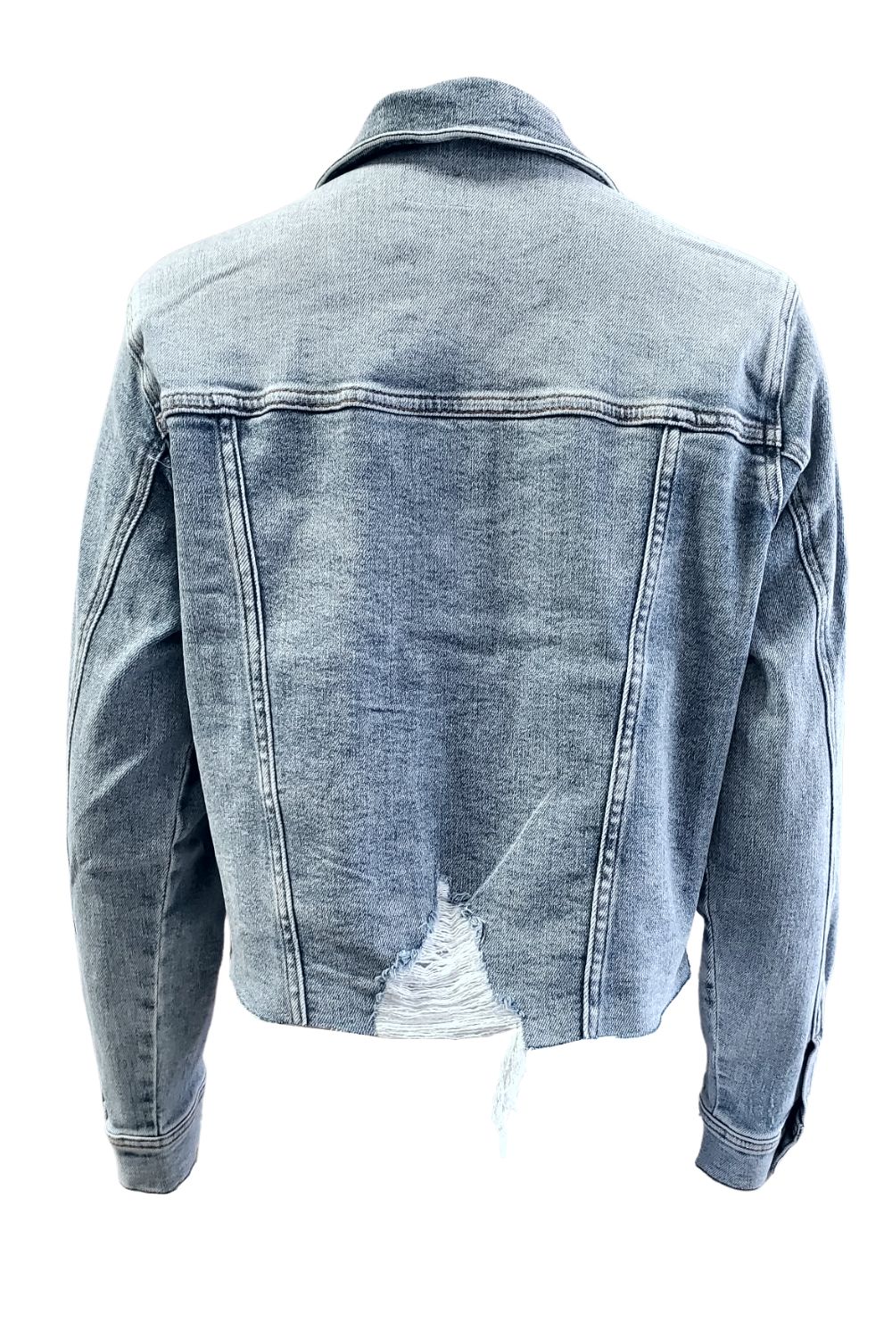 Judy Blue Womens Button Down Distressed Denim Jacket