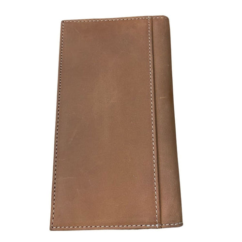 Ariat Mens Embossed Shield Logo Leather Rodeo Checkbook Wallet (Tan)