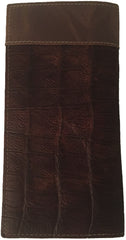 Twisted X Mens Distressed Gator Leather Rodeo Checkbook Wallet (Brown/Cream)