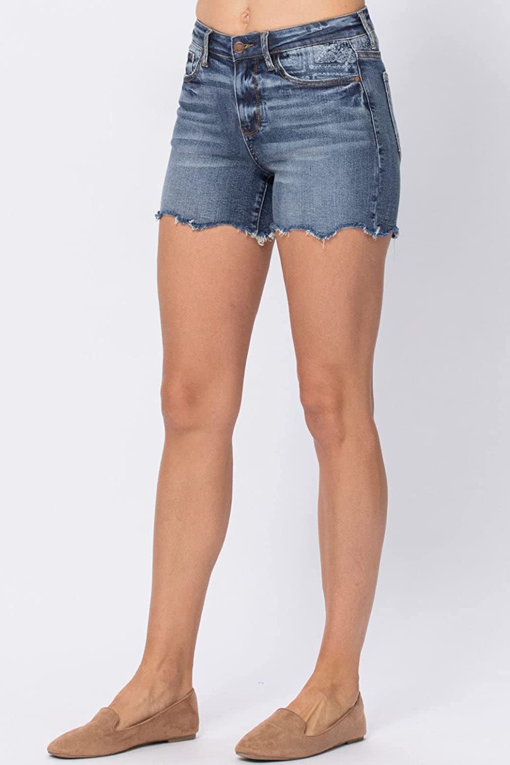 Judy Blue Paisley Bandana Printed Mid Rise Denim Shorts