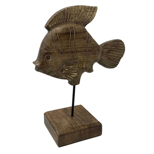 Hand Carved Wood Figure Stand Fish Tales Cloe Clown Fish