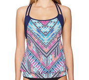 JAG Women's Chevron Geo Criss Cross Back Layered Tankini