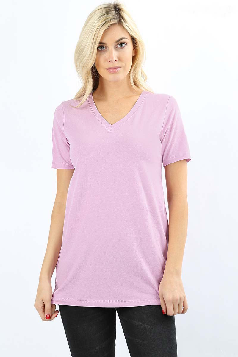 Zenana Womens Short Sleeve V-Neck T-Shirt