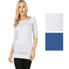 Zenana Womens Luxe Rayon 3/4 Sleeve Shirring Tunic Top