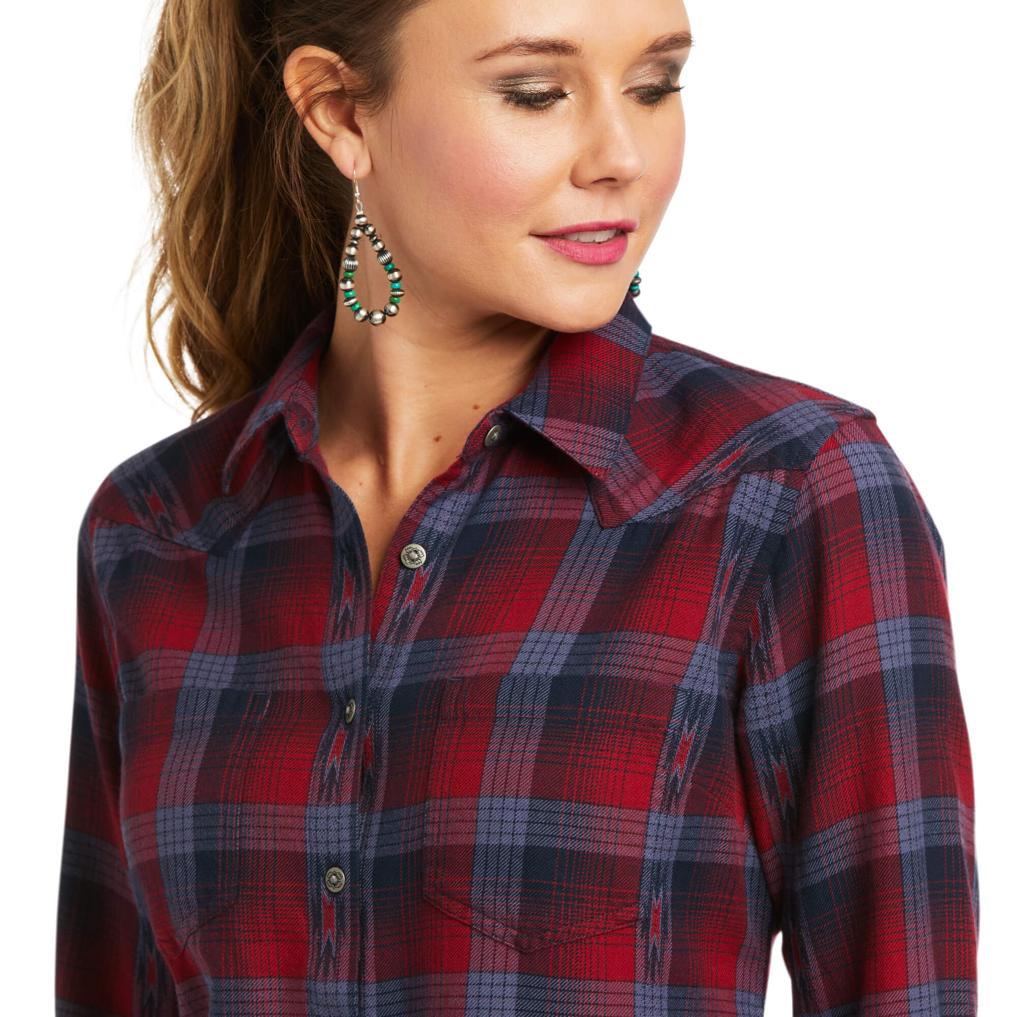 Ariat Womens Real Billie Jean Button Down Long Sleeve Plaid Shirt