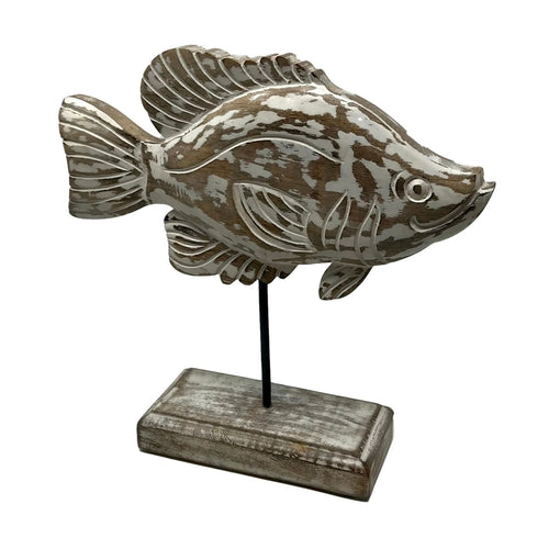 Hand Carved Wood Figure Stand Fish Tales Feebie Fantail