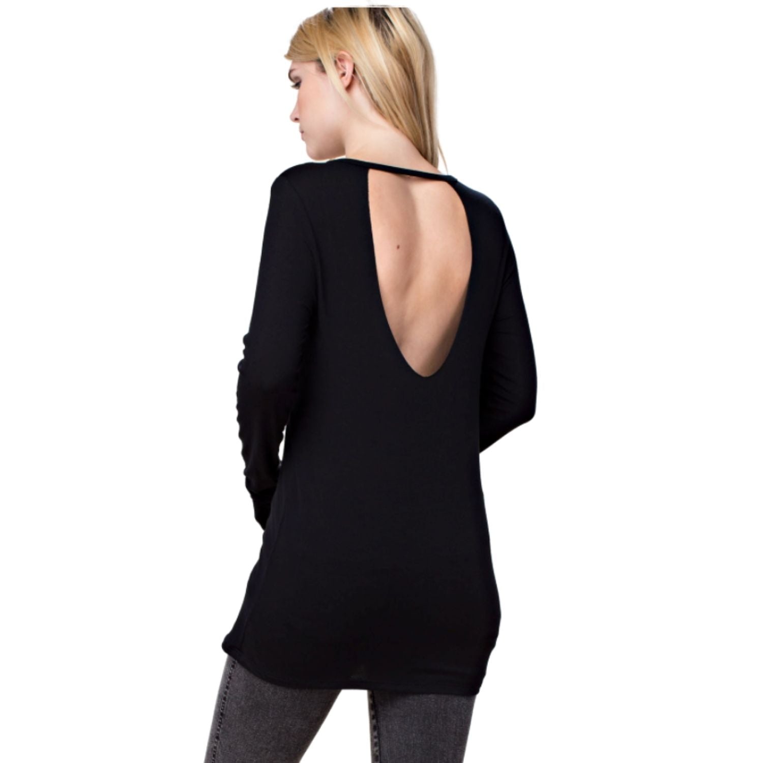 Vocal Womens Rhinestone Screen Print Design Long Sleeve Tee Shirt,Black