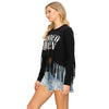 Vocal Apparel Womens Long Sleeve Fringe Hem Rodeo Queen Top