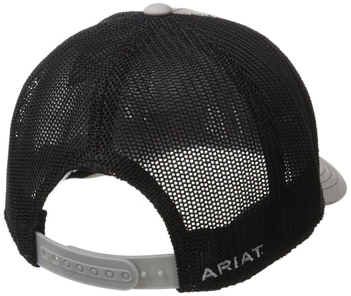 Ariat Mens Adjustable Mesh Corner Logo Cap Hat (Grey/Black, One Size)